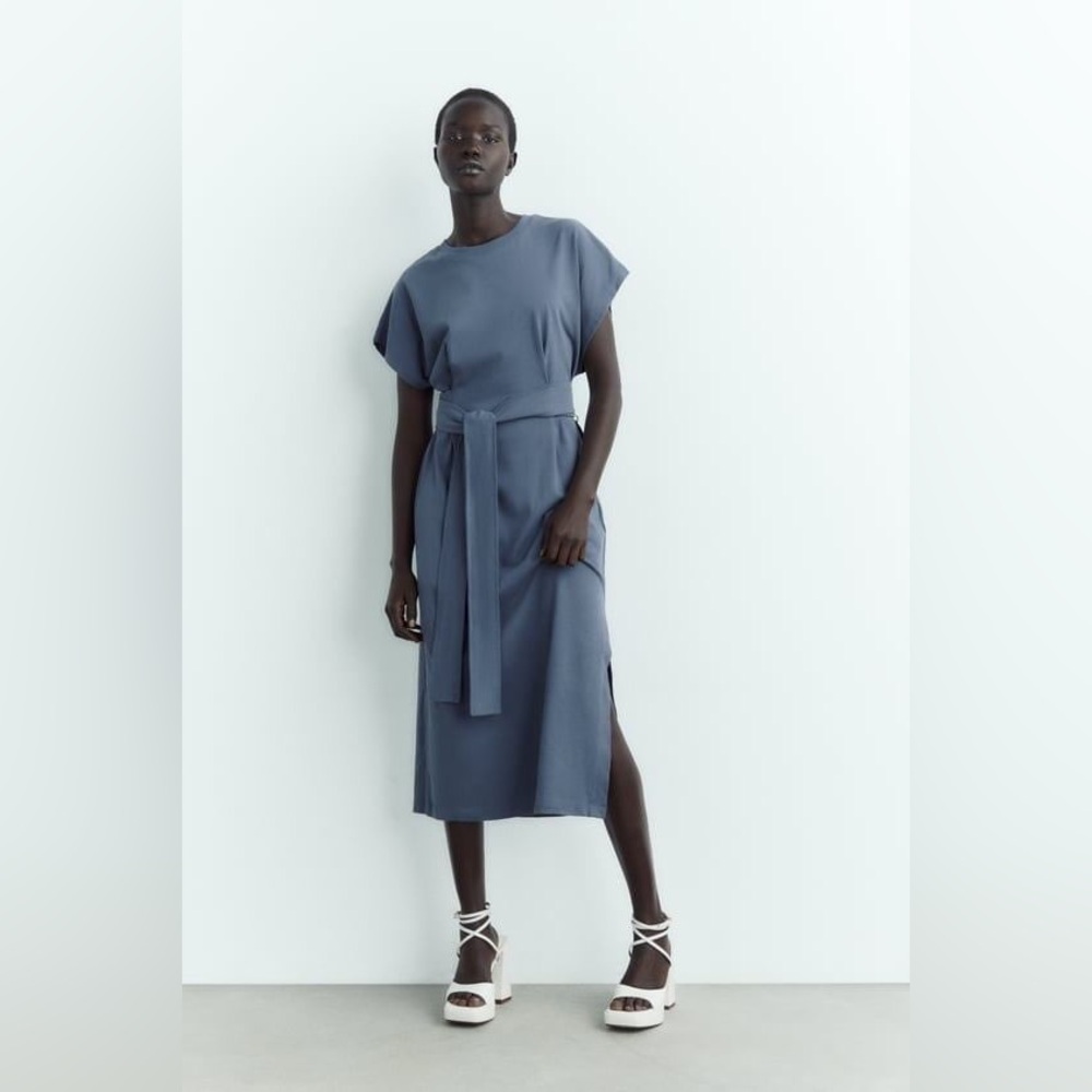 NWT Zara midi dress- size L, blue